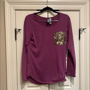 Women's Purple Sequin Pocket Top